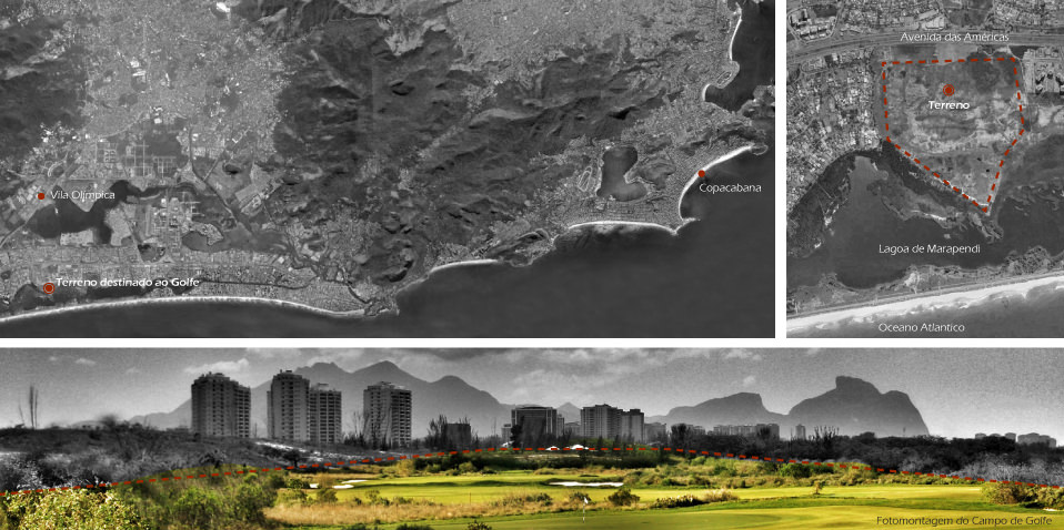 Olympic golf course' clubhouse in Rio Janeiro, site plan and perspective views