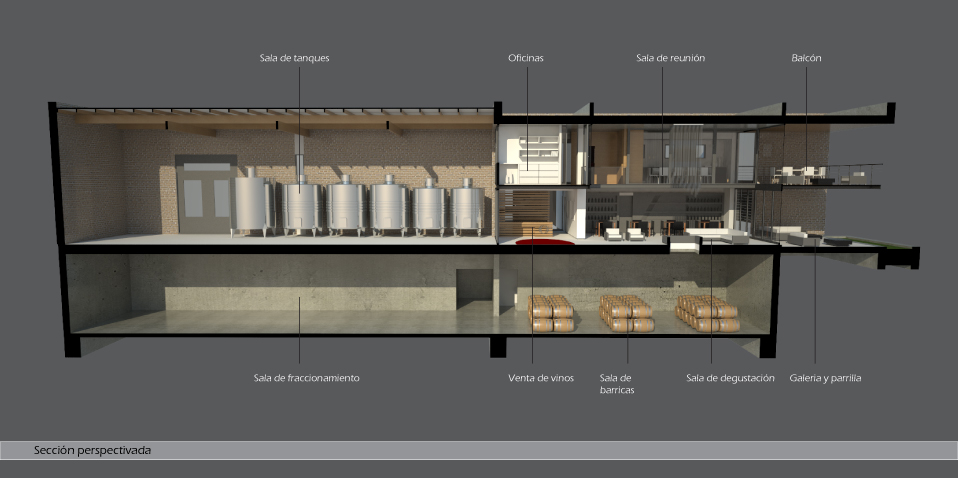 Schematic section through Penedo Borges Winery