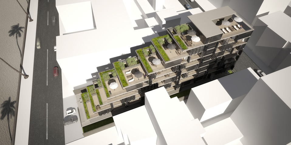 External visualization - bird's eye - terraced residential building